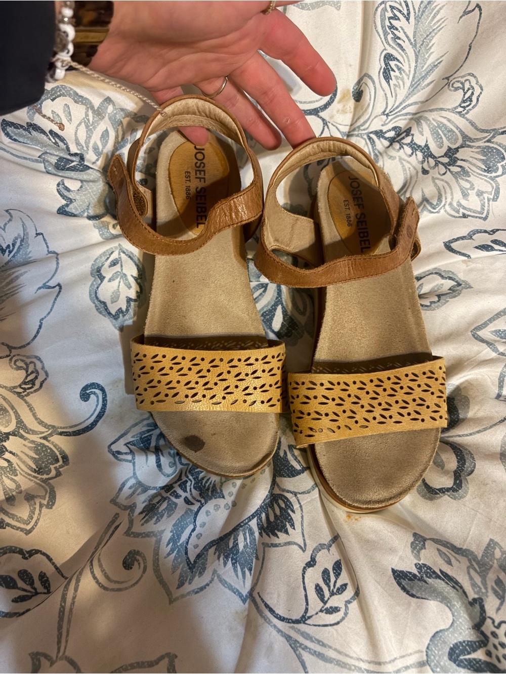 Josef Seibel Tan and Brown Women’s Wedge Sandals